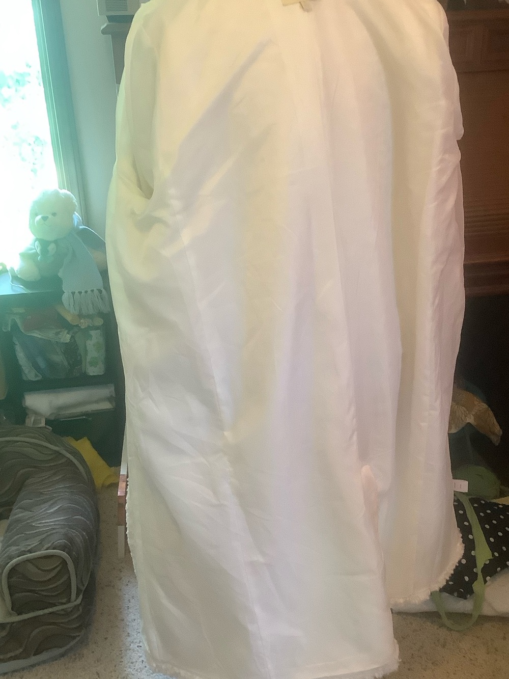 White Faux fur Double-Breasted Teddy trench style Coat - Picture 8 of 10